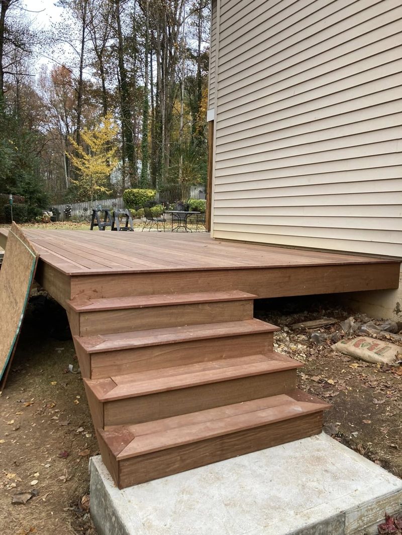 Brazilian hardwood deck stairs with full hardwood treads and risers